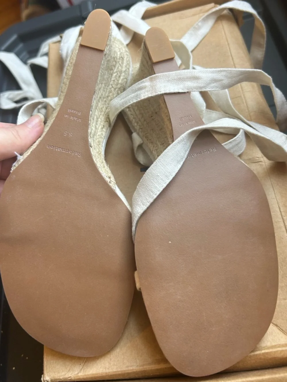 NEW REFORMATION Alessa Lace-up Espadrille Wedge Heels